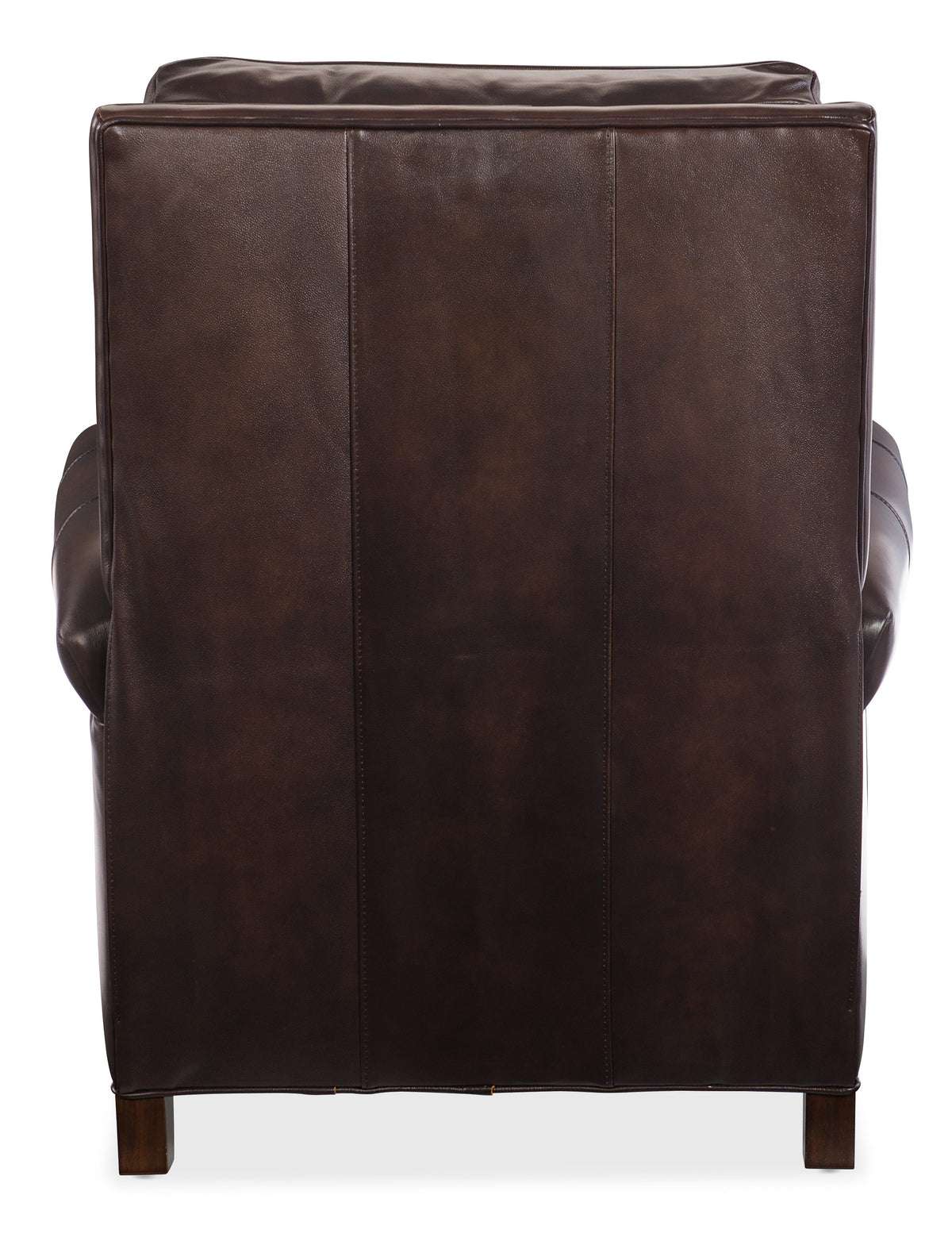 the back of a brown leather chair