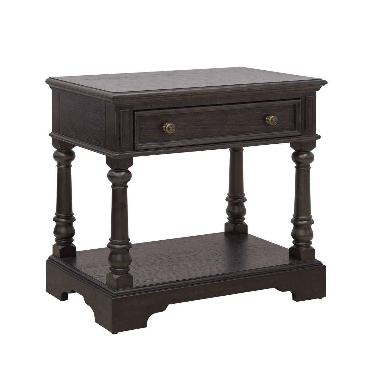 a black table with two drawers