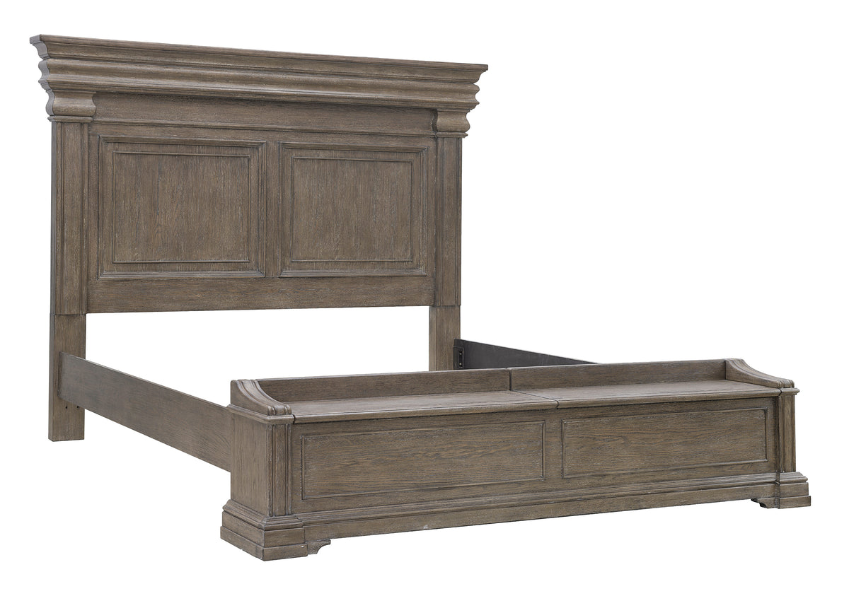 a wooden bed frame with a bed frame