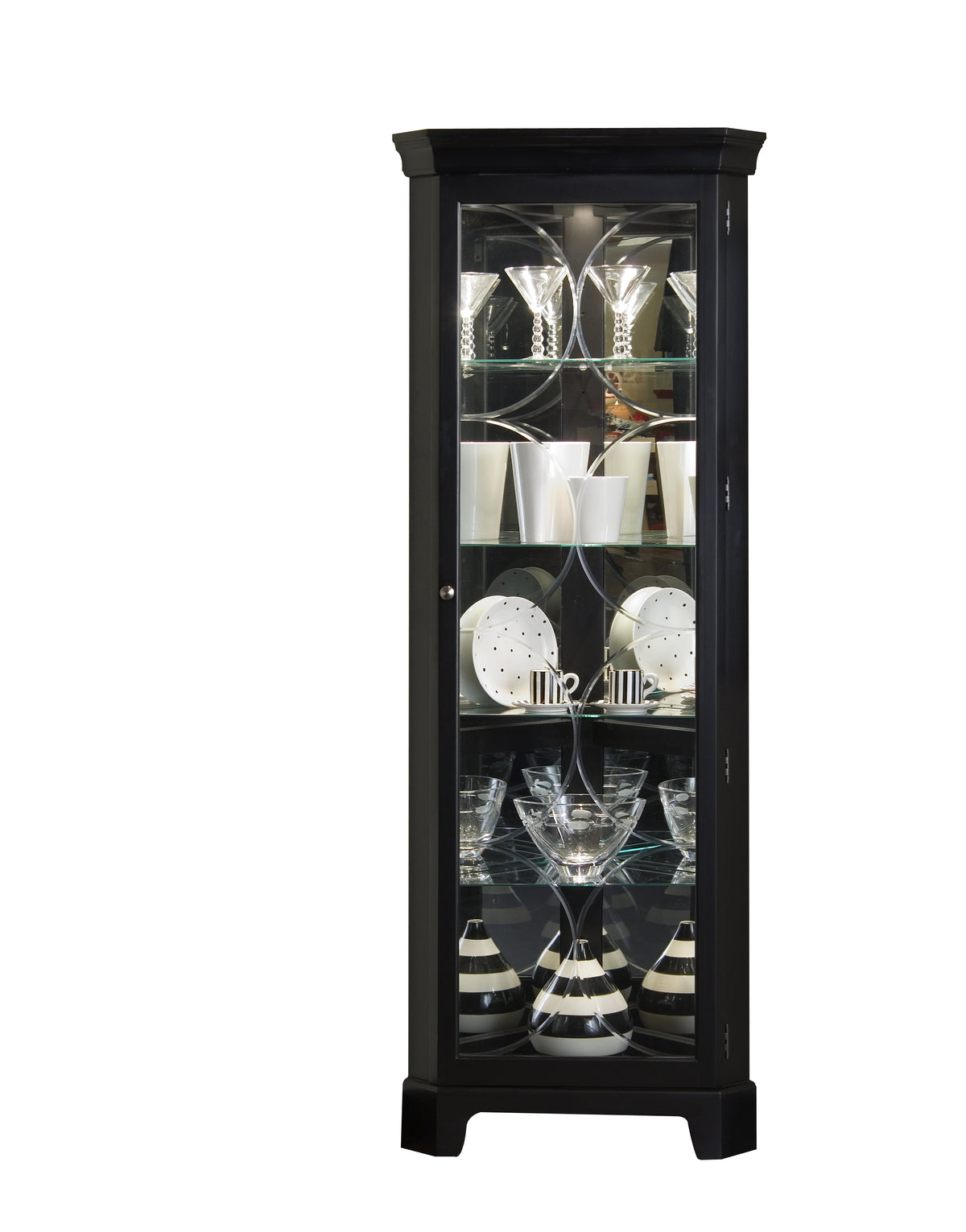 a black and white display cabinet