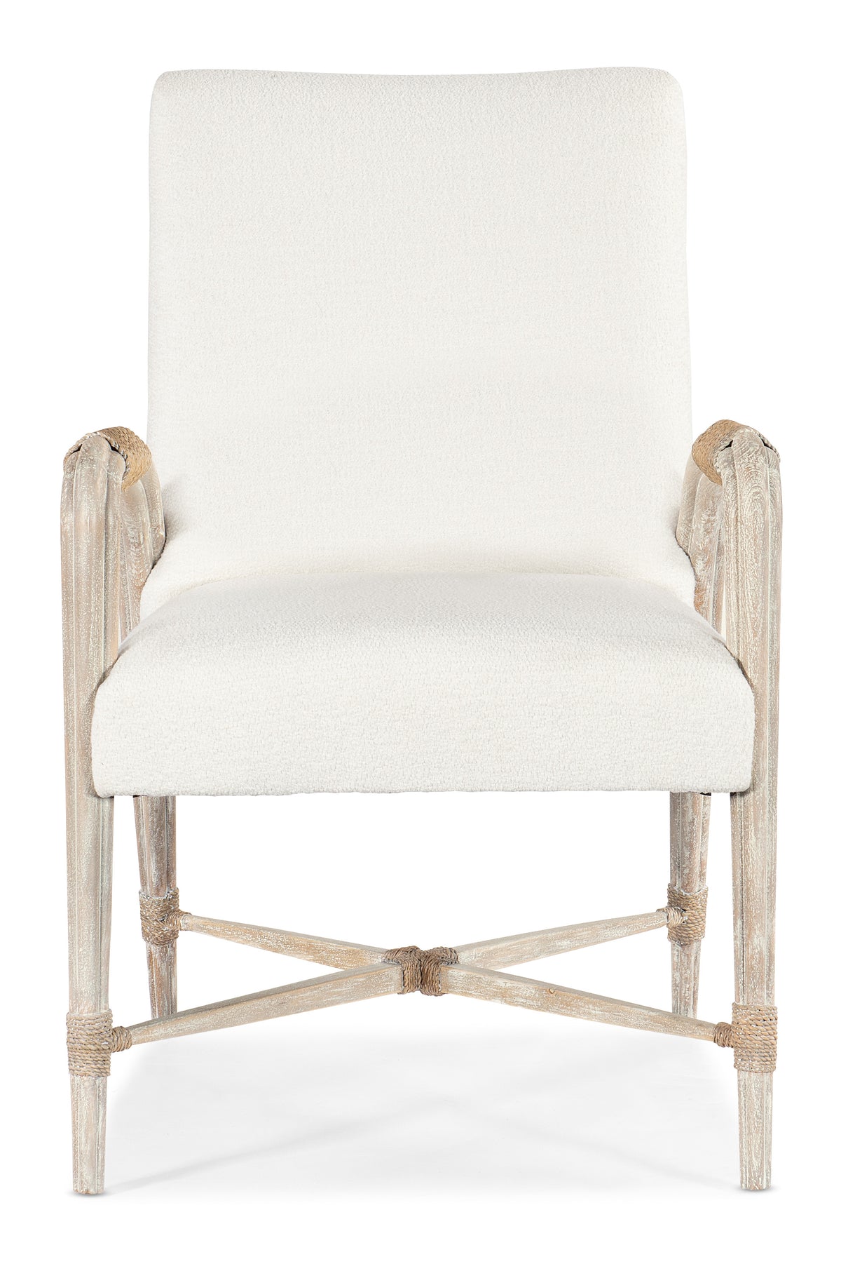 a white chair with rope legs