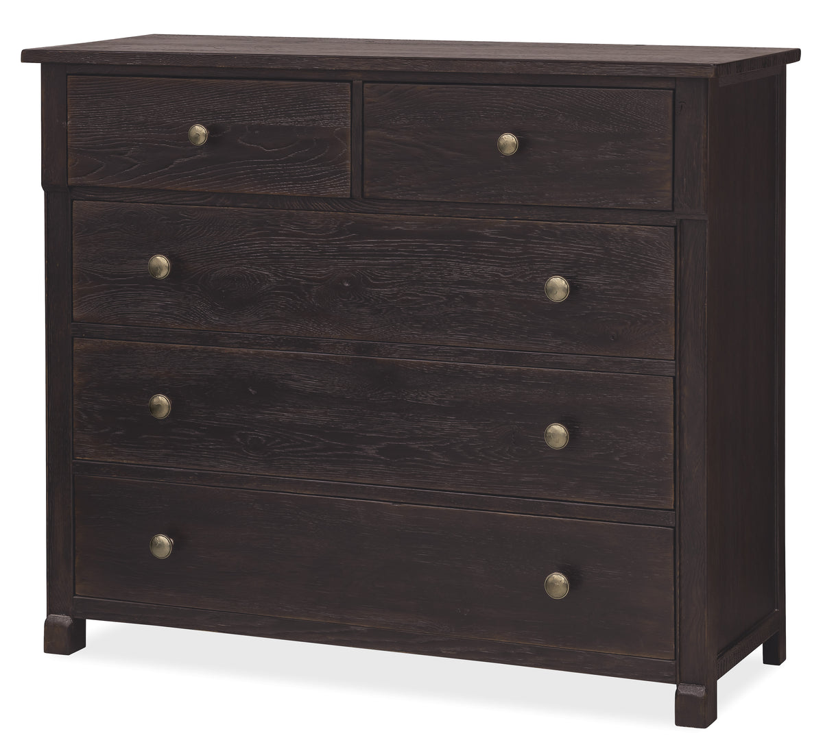 a dark wood dresser with four drawers