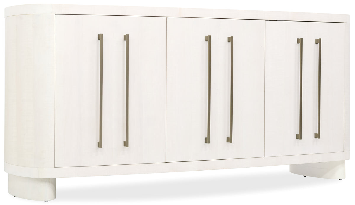 a white cabinet with metal handles