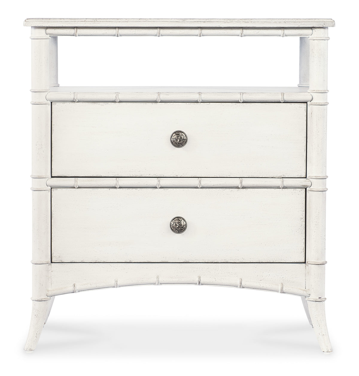 a white nightstand with two drawers