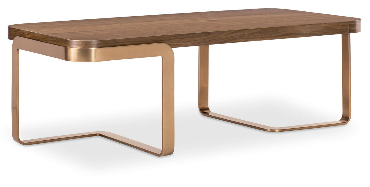 a brown table with metal legs