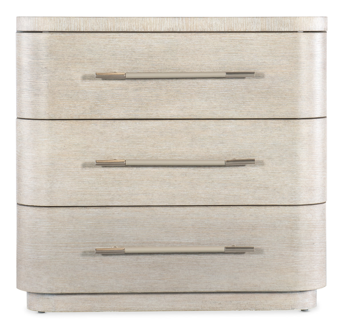 a white dresser with silver handles