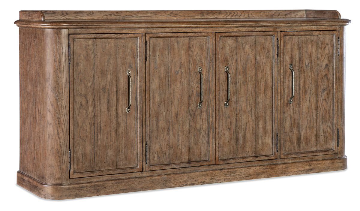 a wooden cabinet with handles