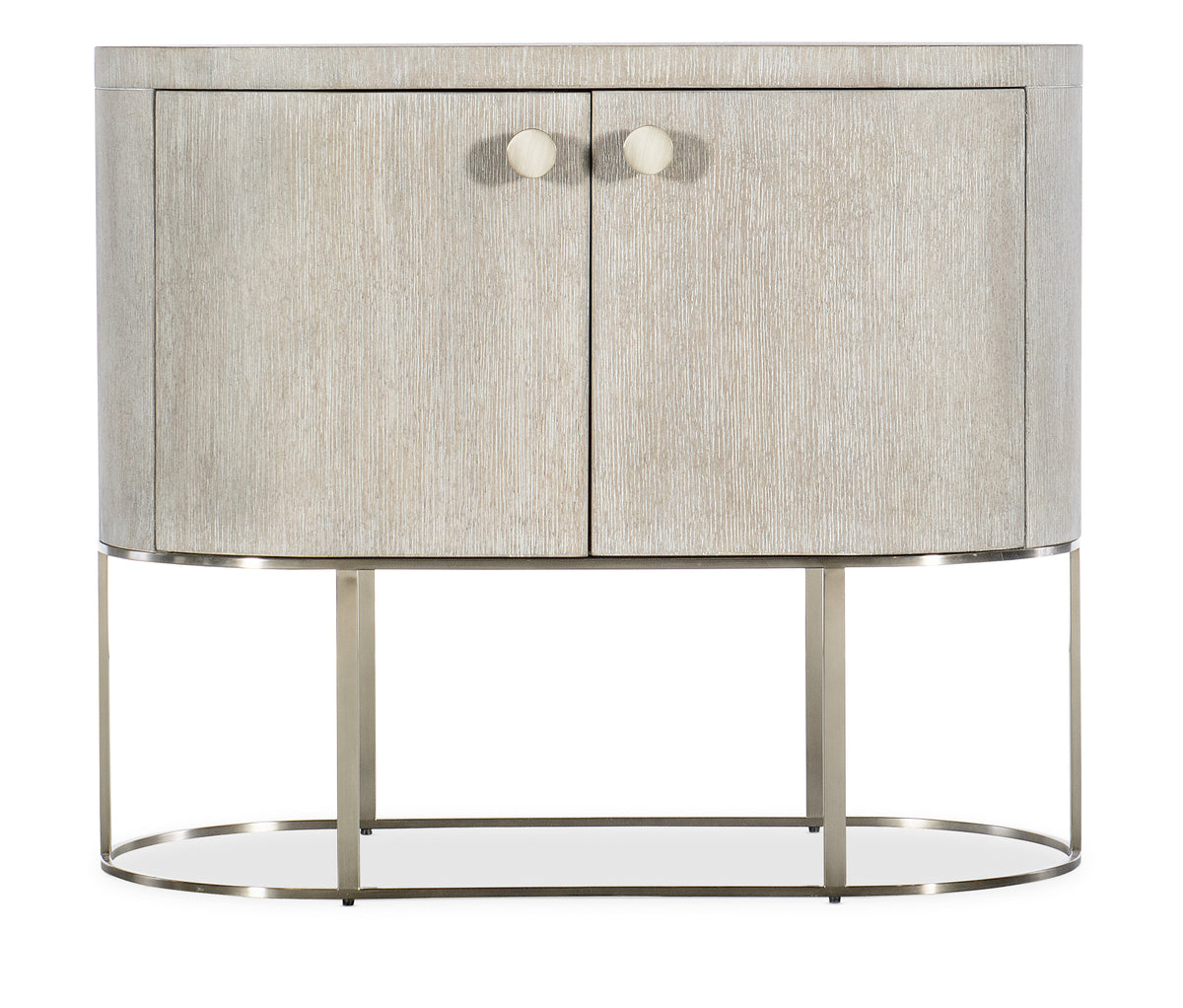 a white cabinet with silver legs