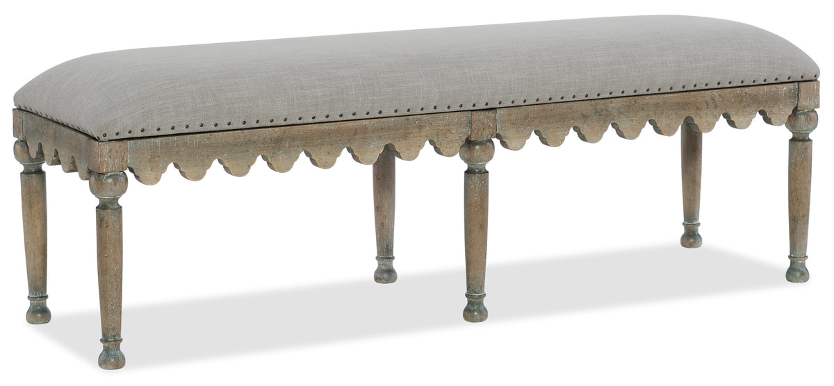 a bench with scalloped edges