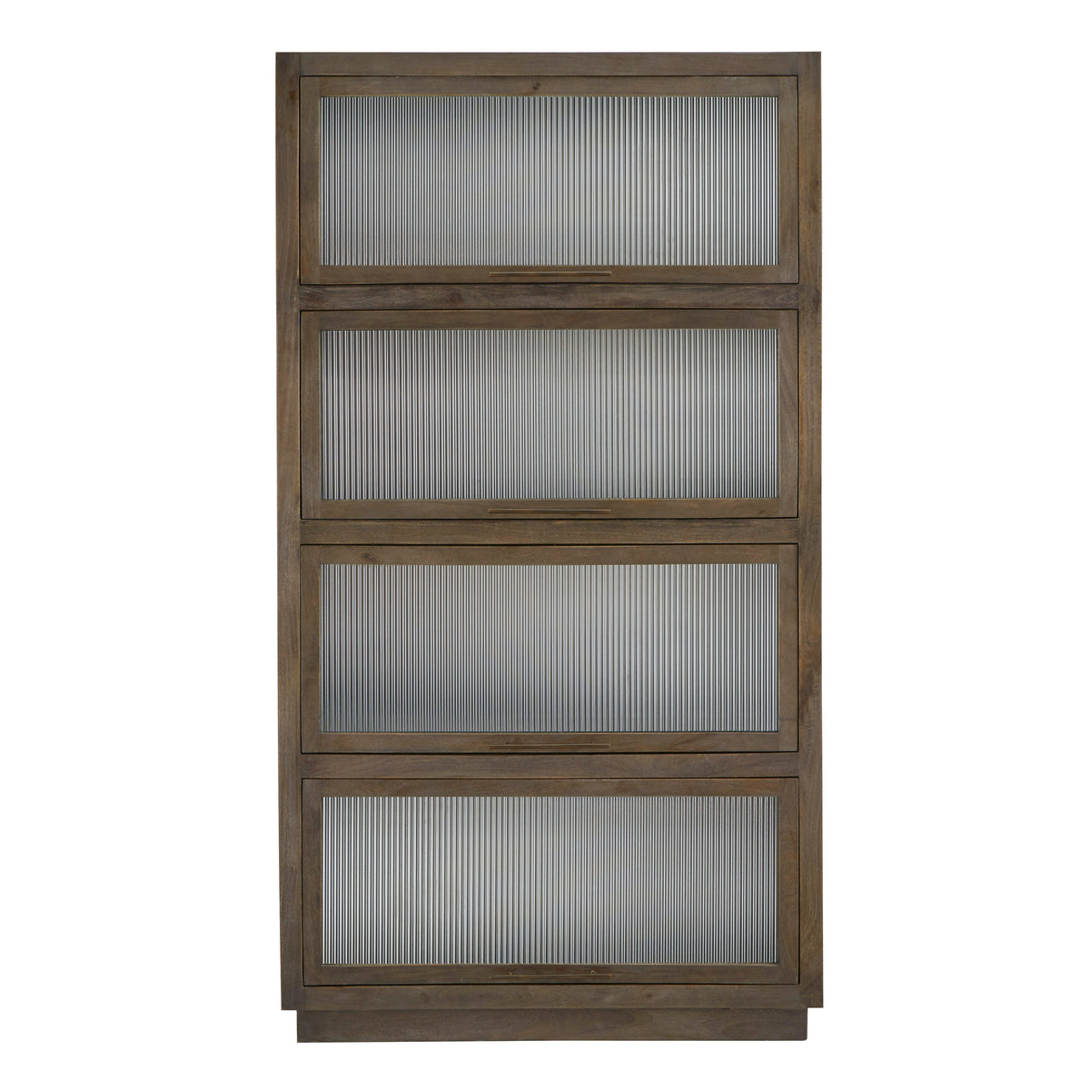 a wooden cabinet with glass panels