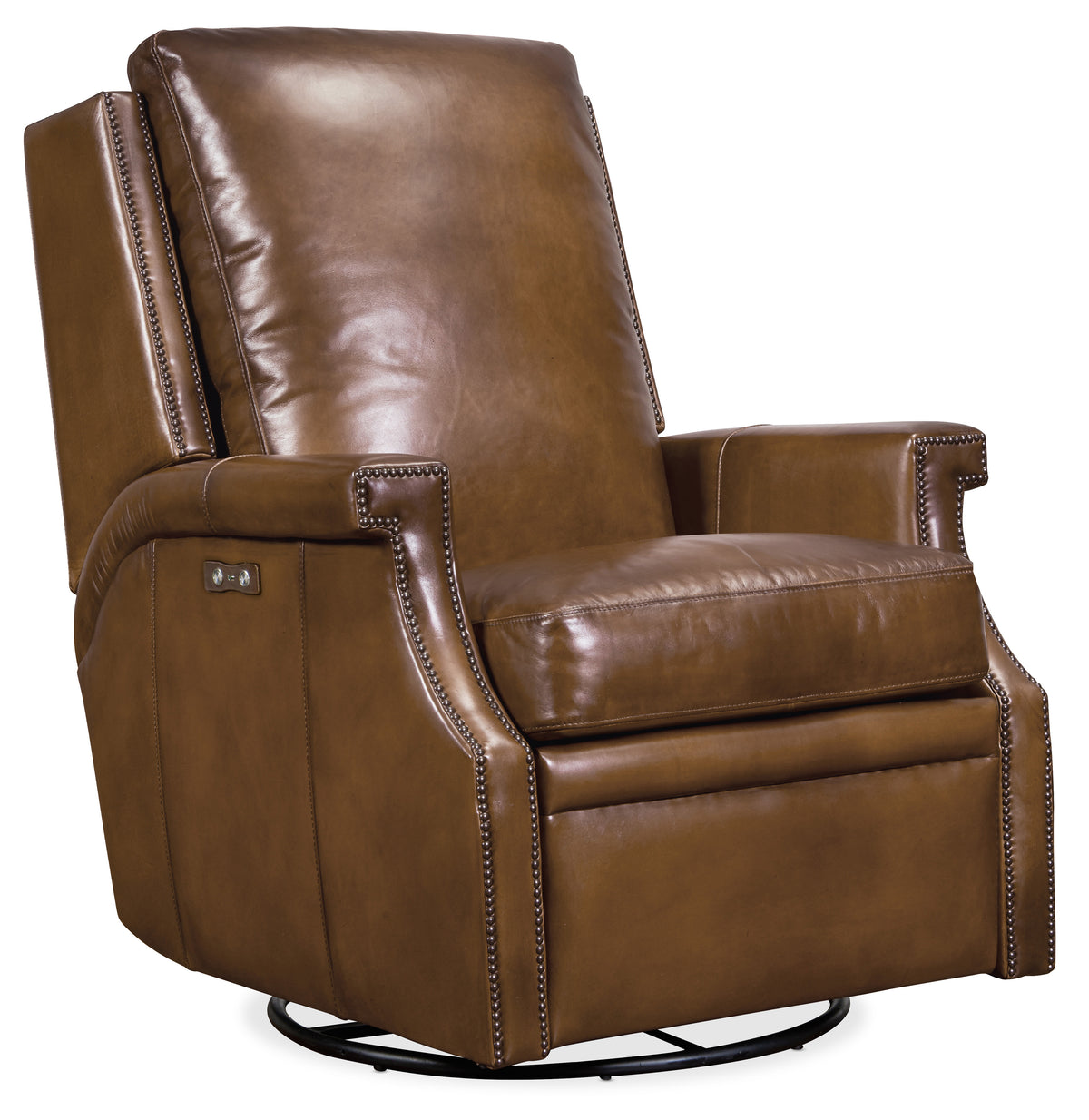 a brown leather recliner chair