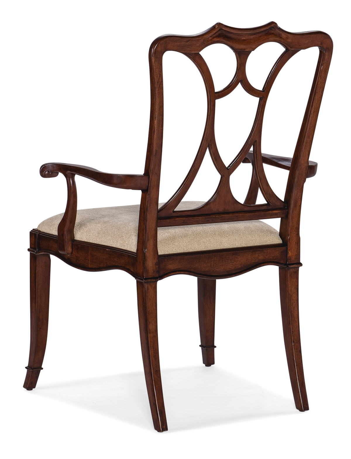a chair with a cushioned back