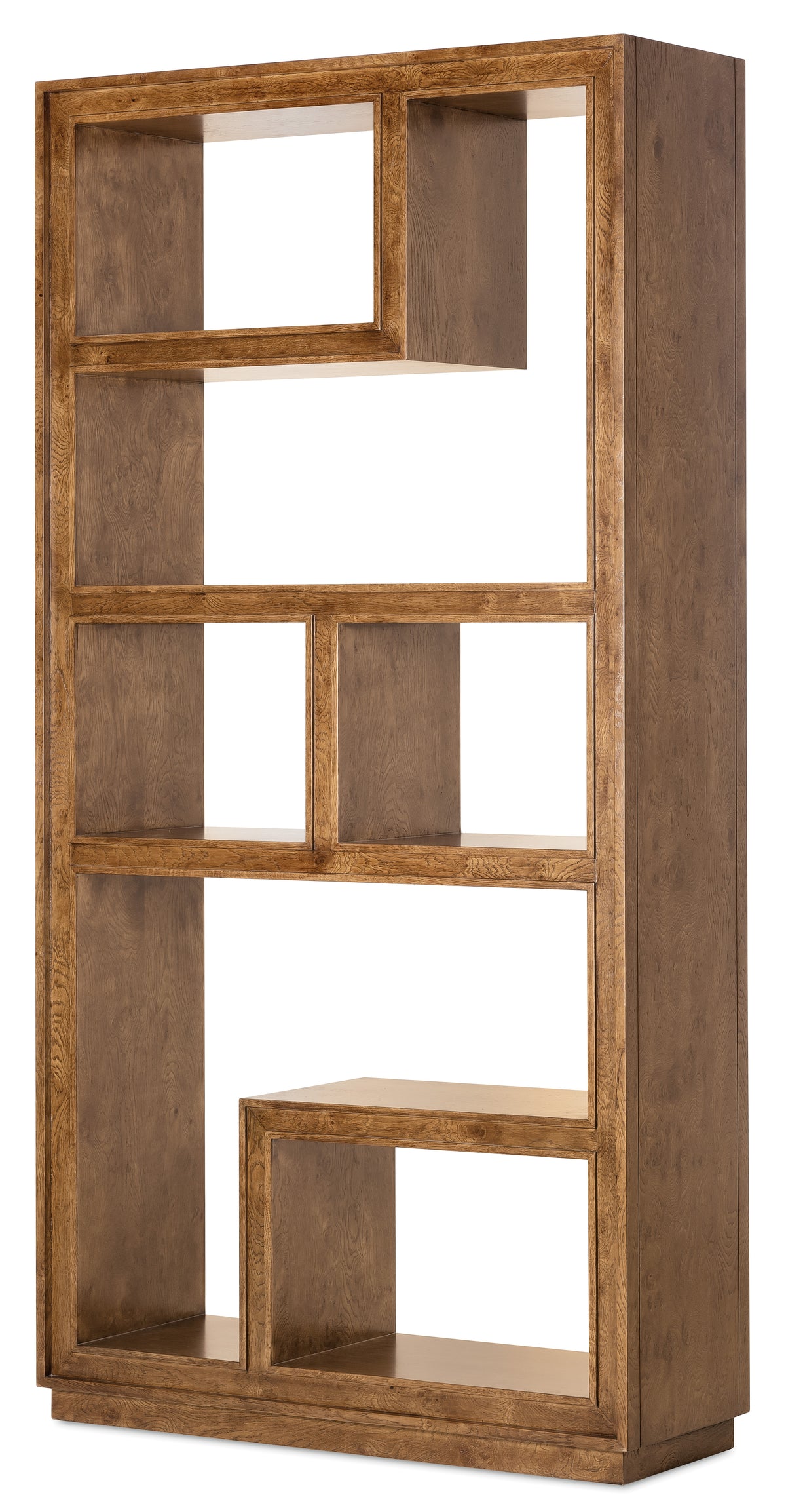 a brown bookcase with white shelves