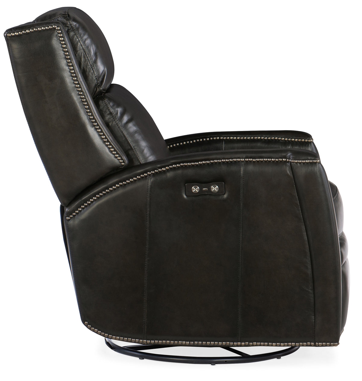 a black leather recliner chair