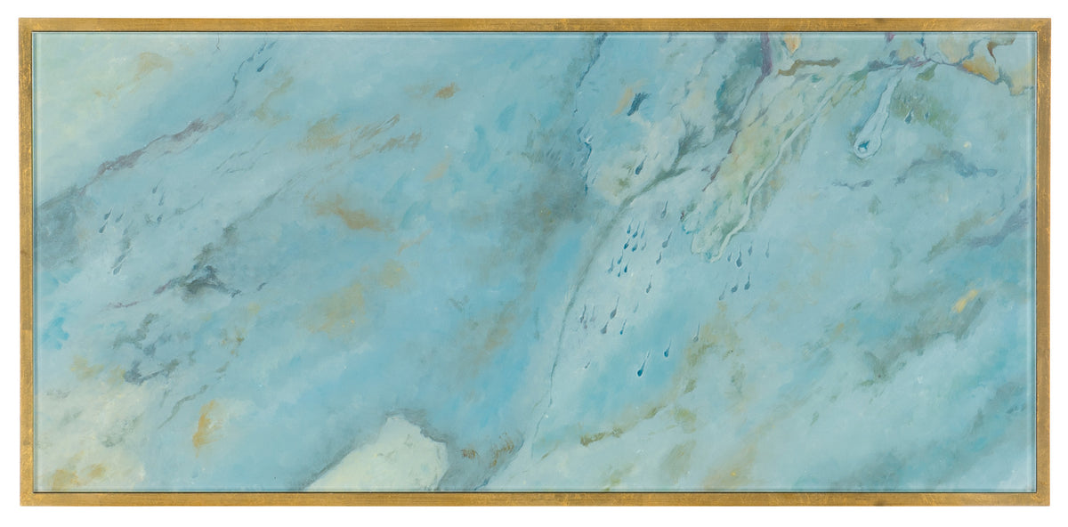 a painting of a blue and white marble