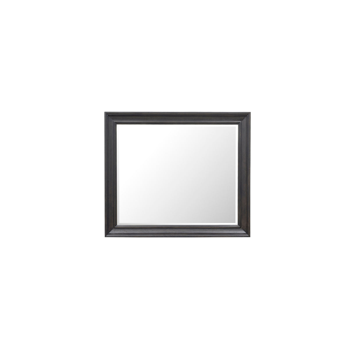 a square mirror with a white background