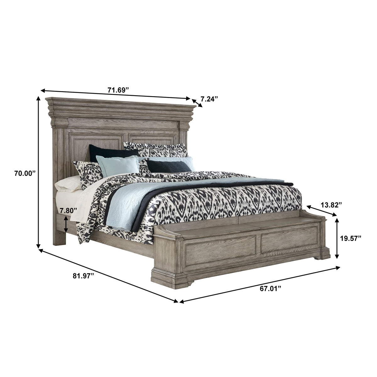 a bed with size charts