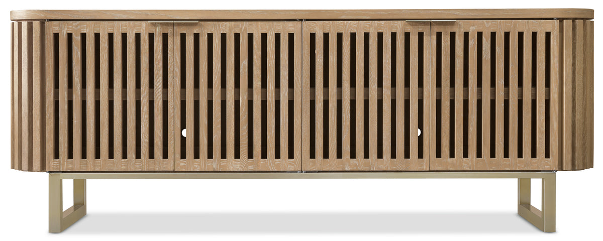 a wooden cabinet with a metal frame