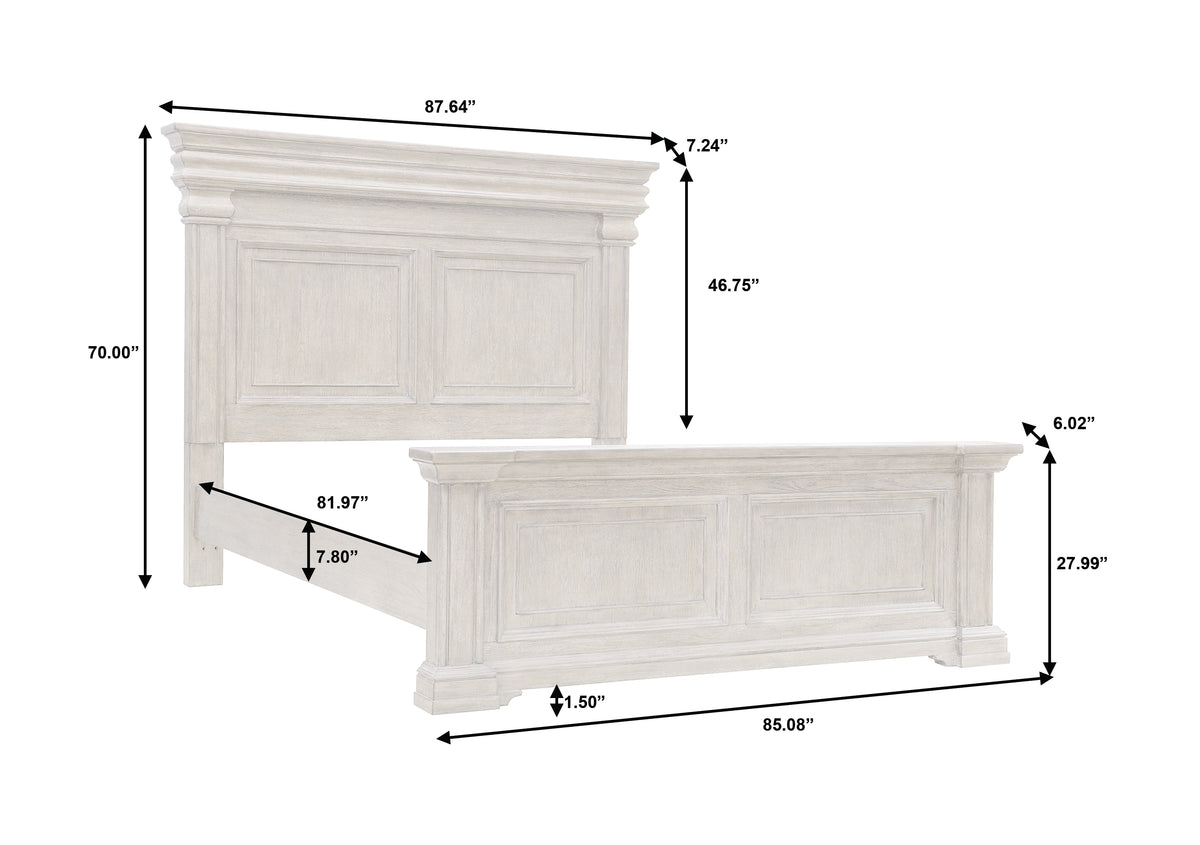 a white bed with sizes and measurements