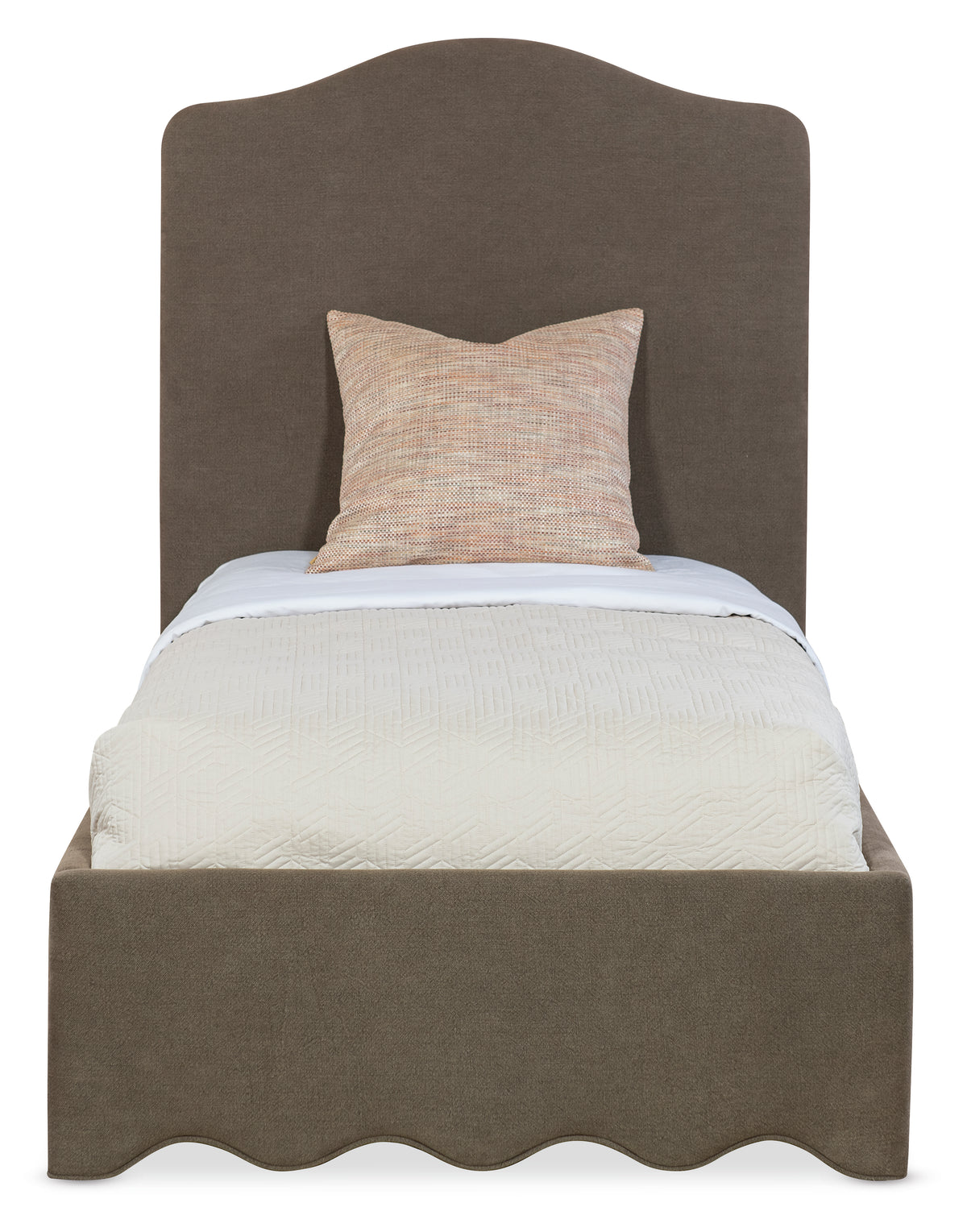 a bed with a pillow