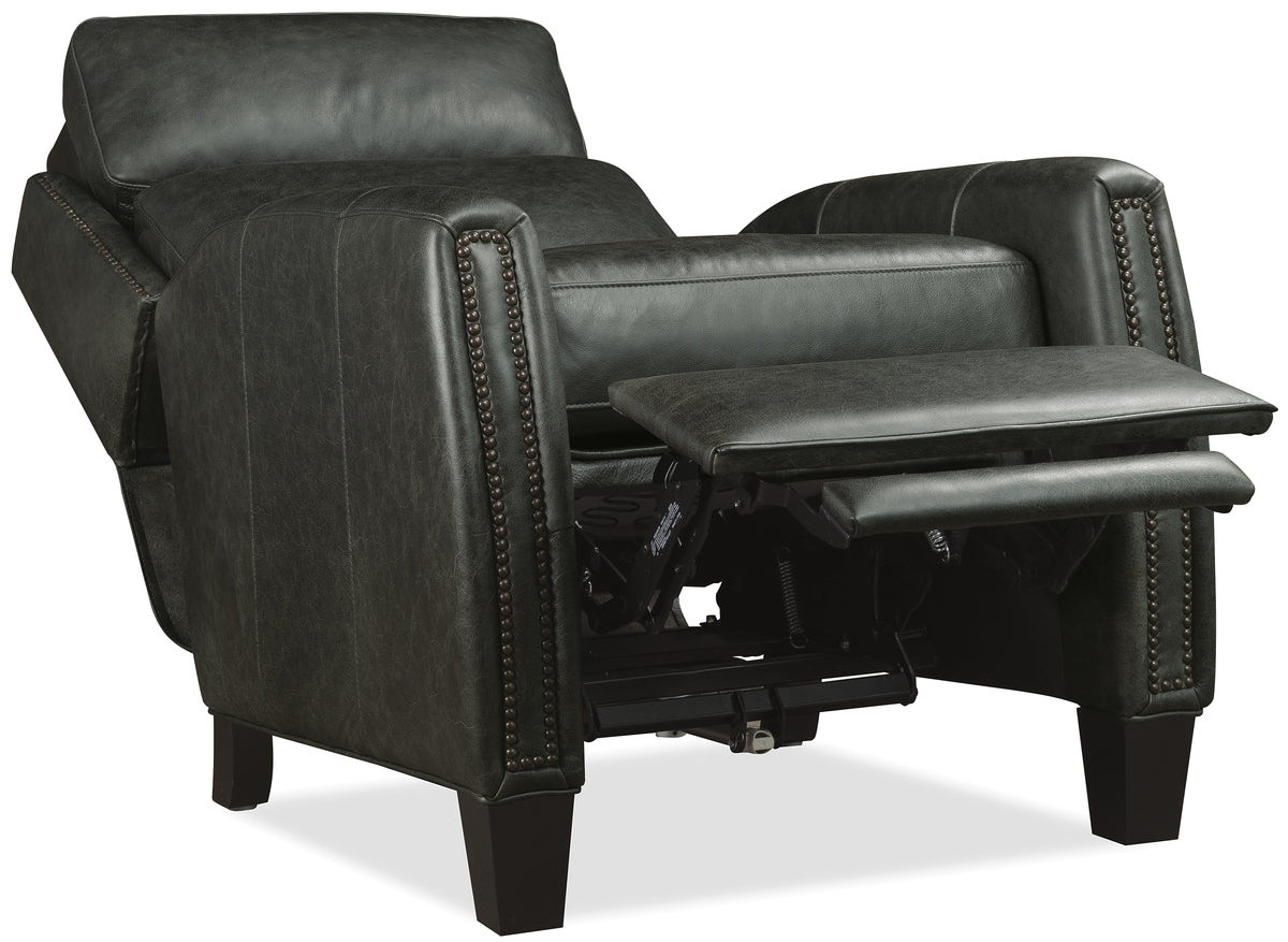 a black leather recliner chair