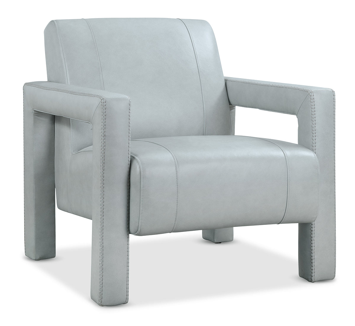 a white leather chair with armrests