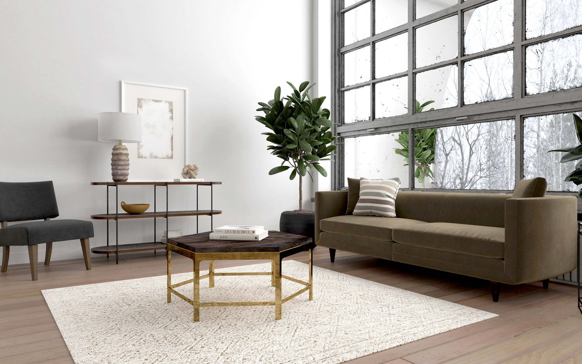 a living room with a couch and a coffee table