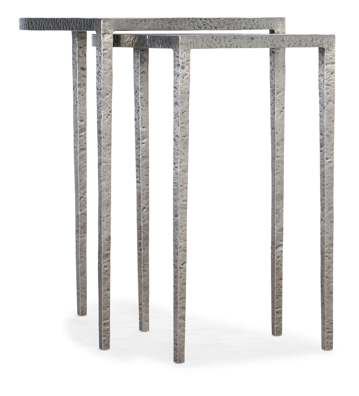 a group of metal tables