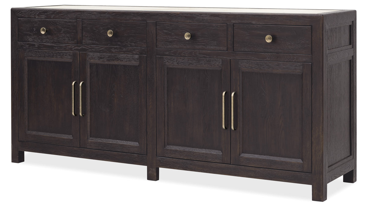 a black wooden cabinet with drawers