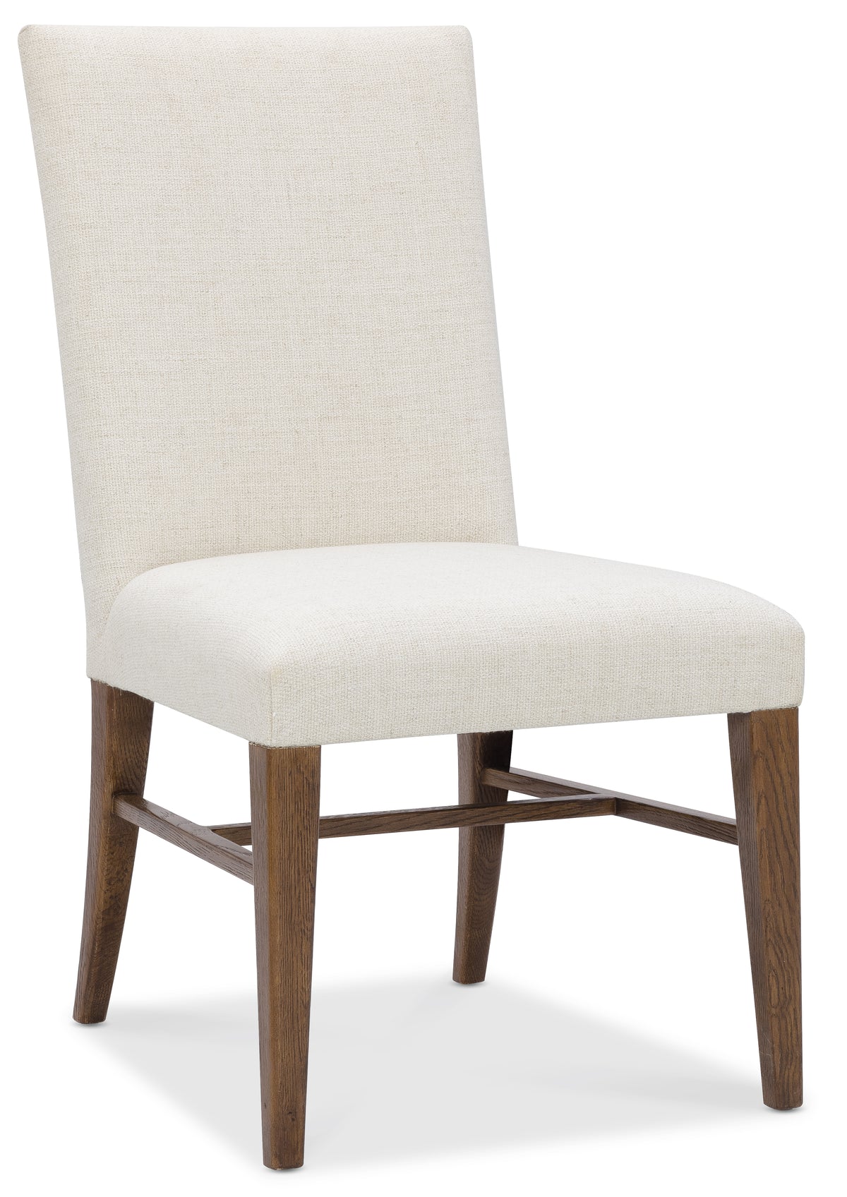 a white chair with wooden legs