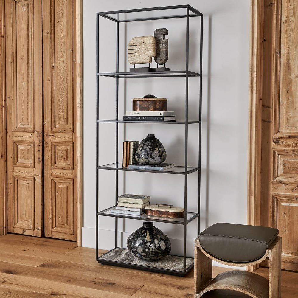 Floating Plane Etagere - Travertine/Bronze