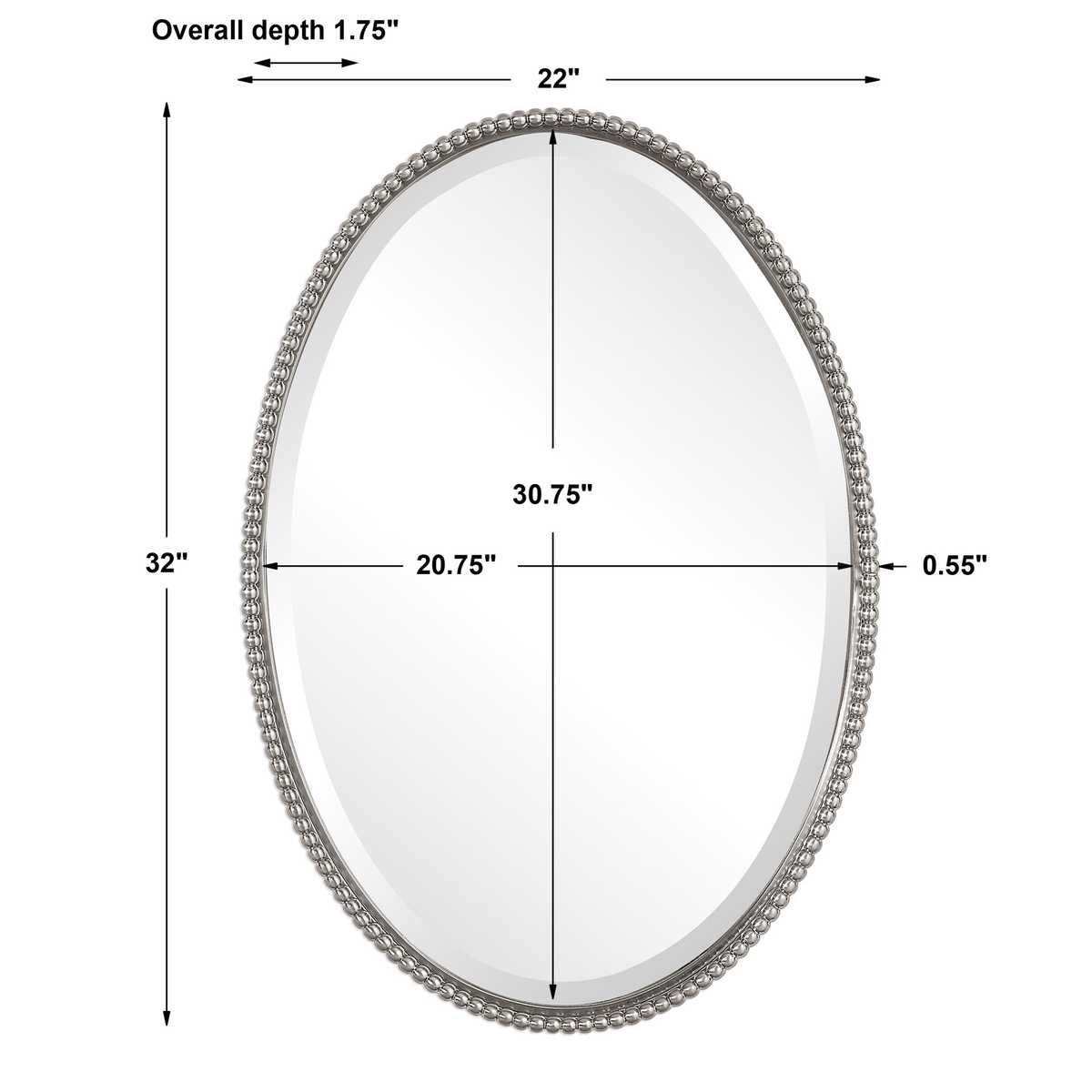 Sherise Oval Mirror, Nickel