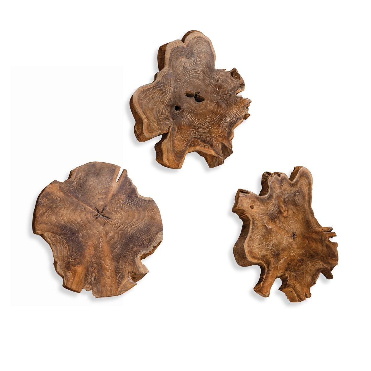 Kalani Indoor-Outdoor Wood Wall Decor, Natural, S/3