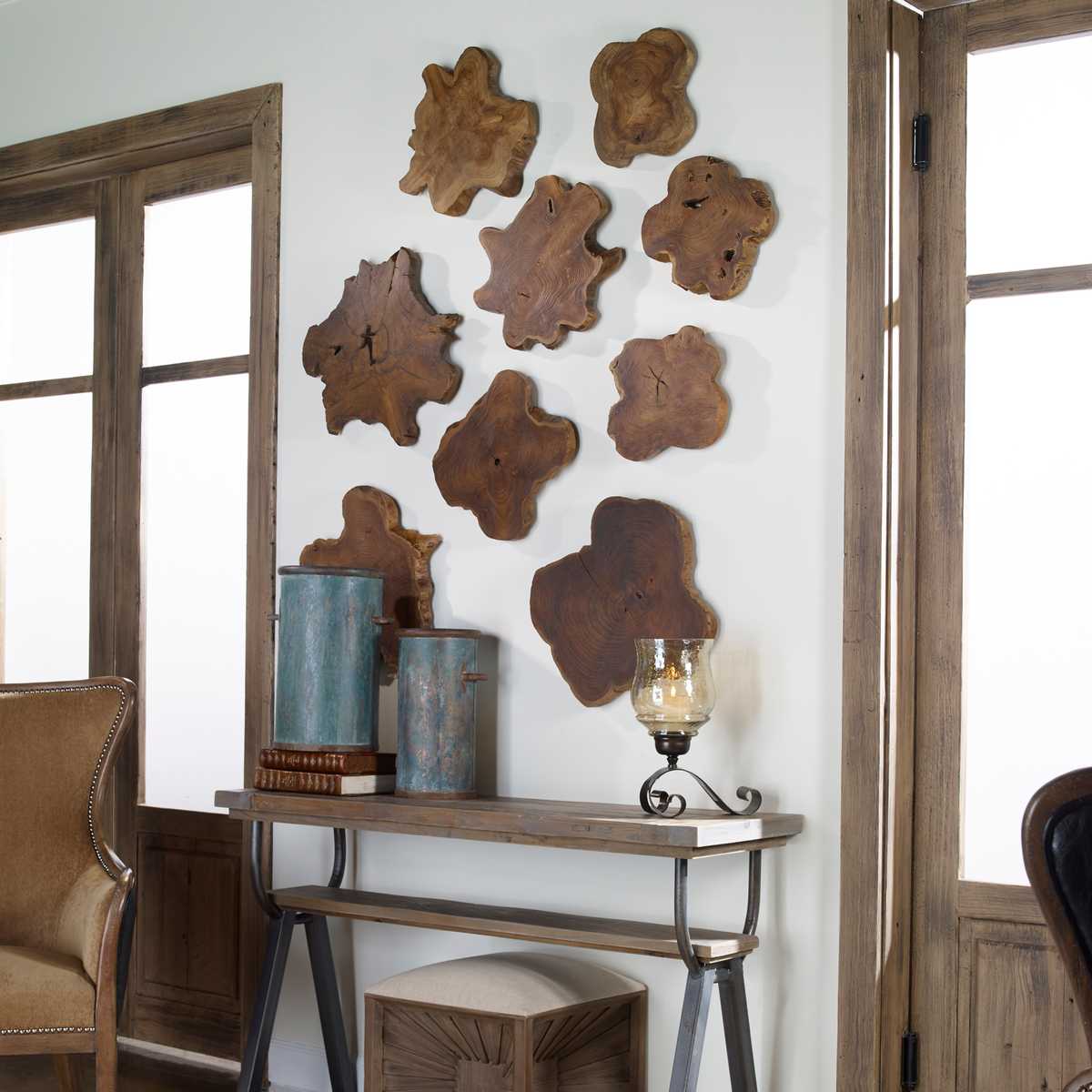 Kalani Indoor-Outdoor Wood Wall Decor, Natural, S/3