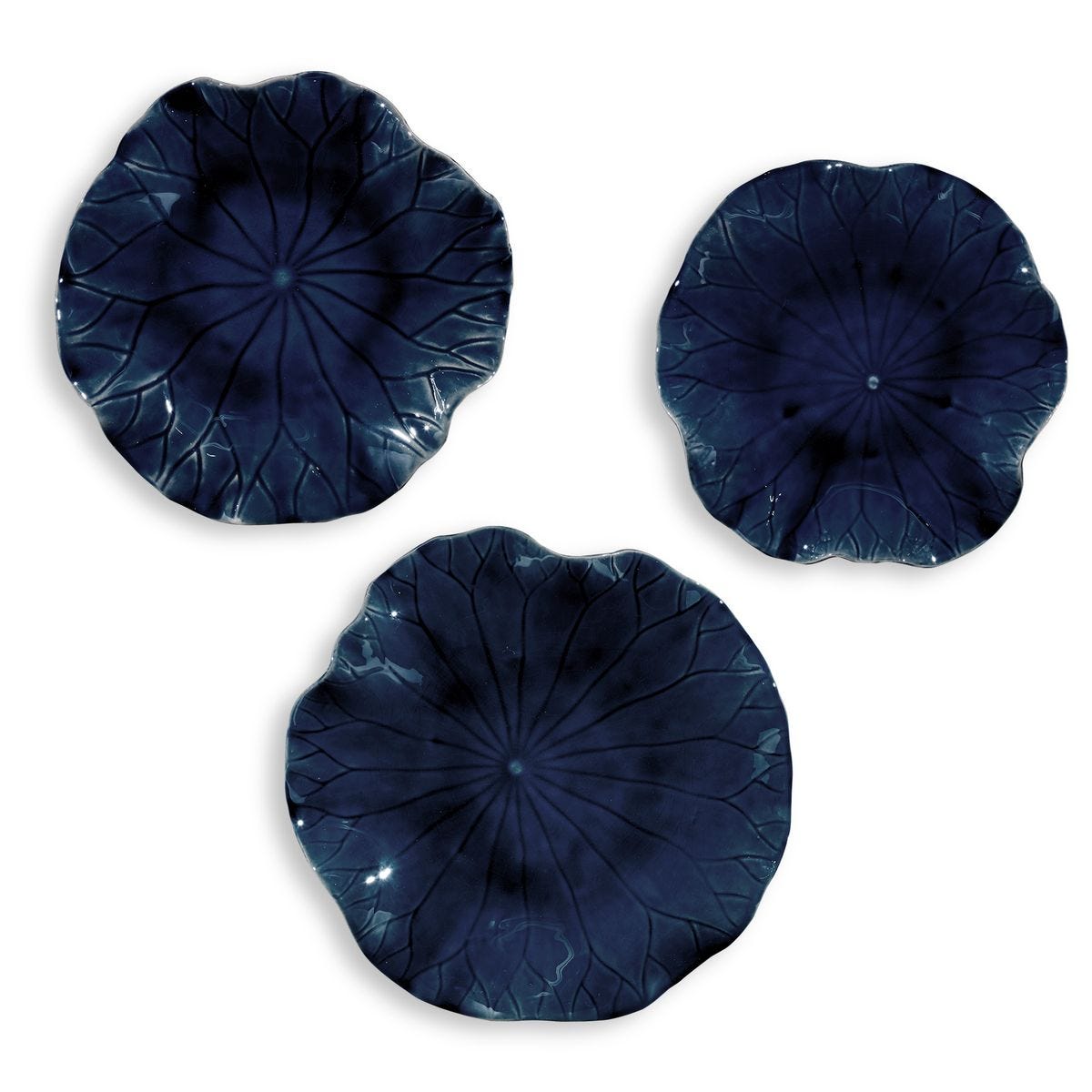 Abella Ceramic Indoor-Outdoor Wall Decor, Cobalt, S/3