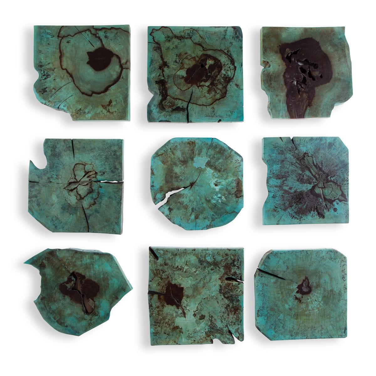 Bahati Wood Wall Decor, Blue, S/9