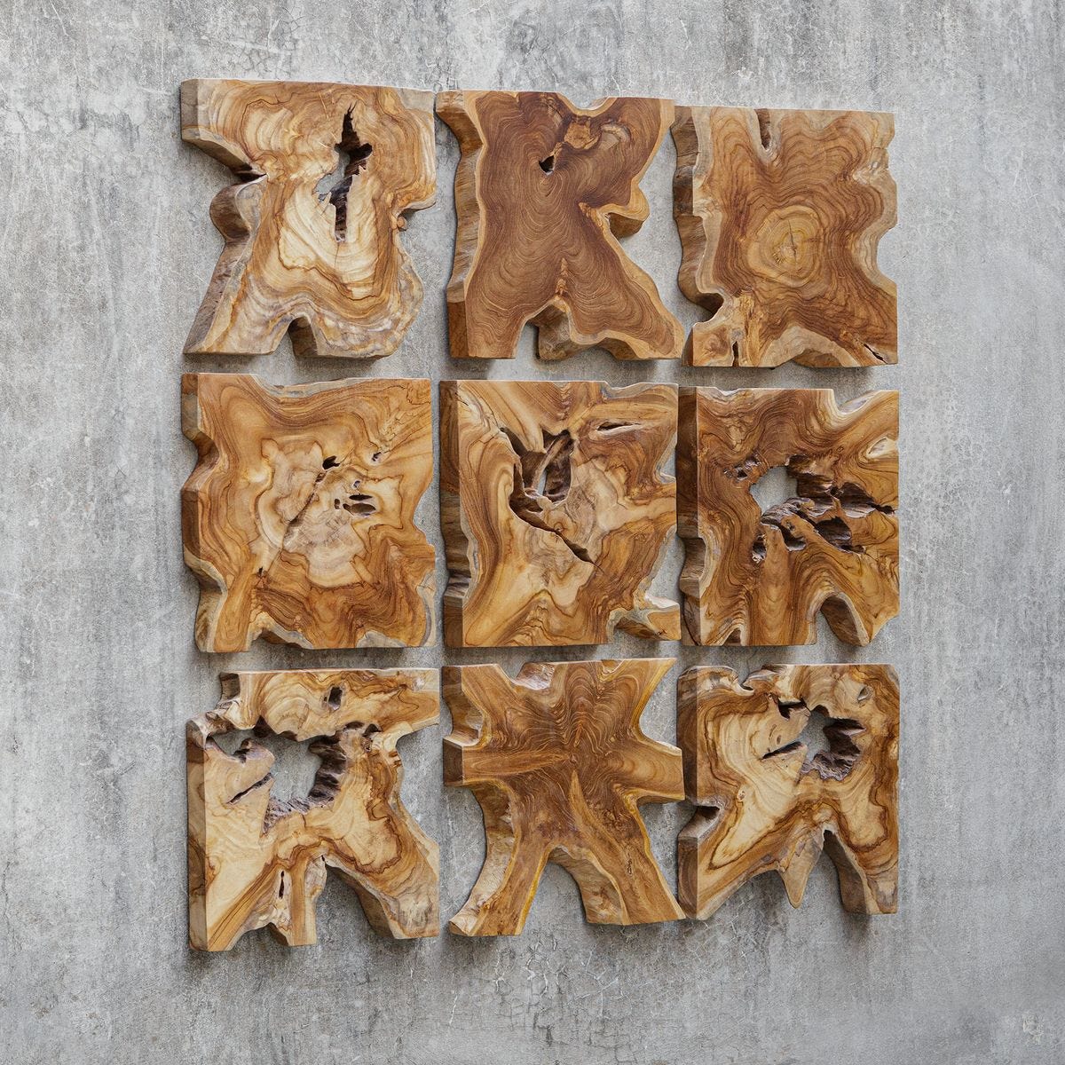 Talia Indoor-Outdoor Wood Wall Decor, S/9