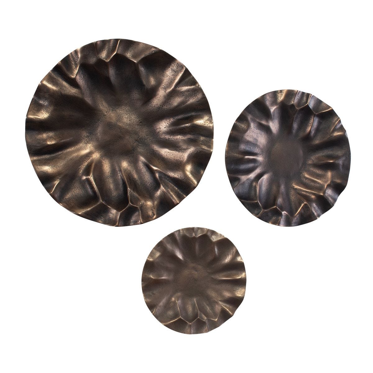 Peonia Indoor-Outdoor Wall Decor, Bronze, S/3