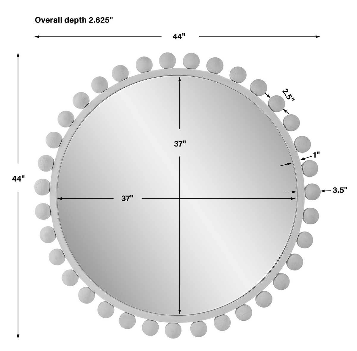 Cyra Round Mirror, White