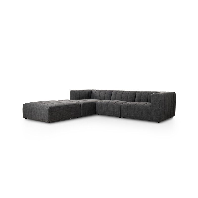 Langham Channeled 3pc Laf Sectional W/ Ottoman