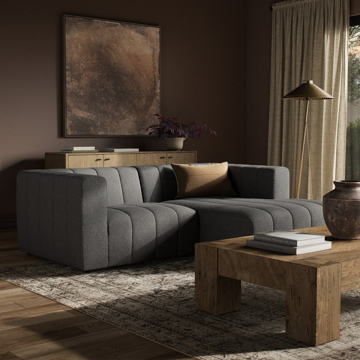 Langham Channeled 2pc Sectional Raf Chaise