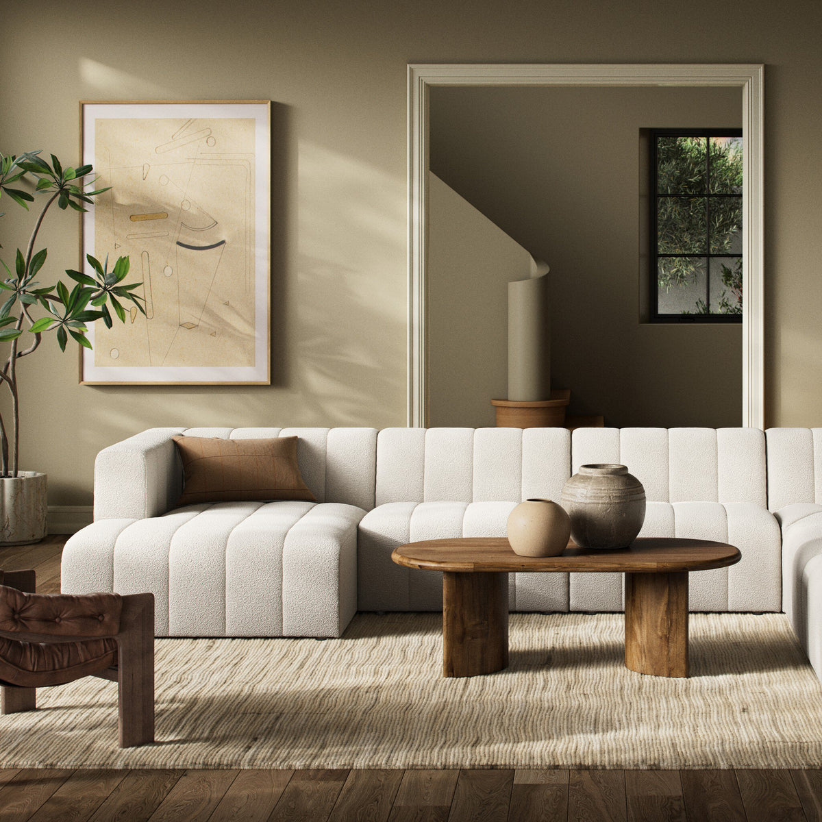 Langham Channeled 6pc Laf Chaise Sectional