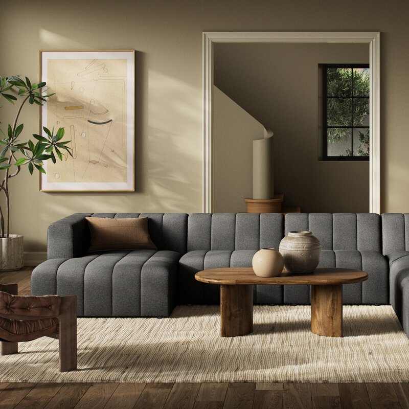 Langham Channeled 6pc Laf Chaise Sectional