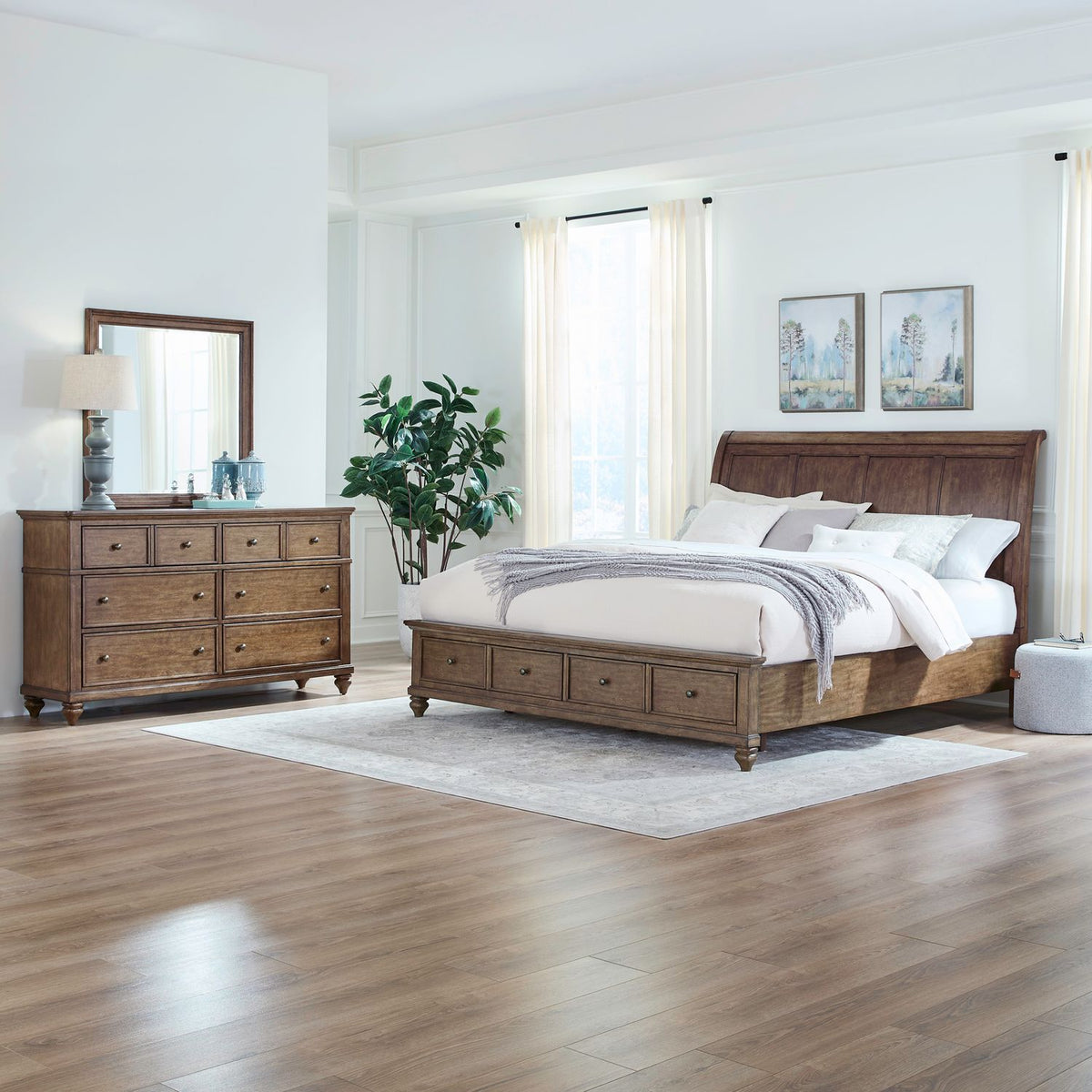 104-BR-QSBDM - Queen Storage Bed, Dresser & Mirror - Liberty Furniture
