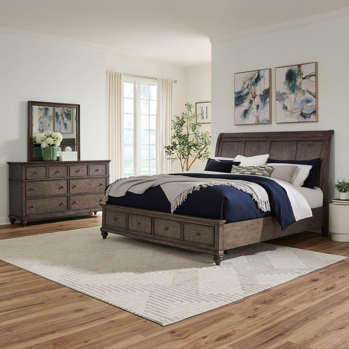 104G-BR-KSBDM - King Storage Bed, Dresser & Mirror - Liberty Furniture