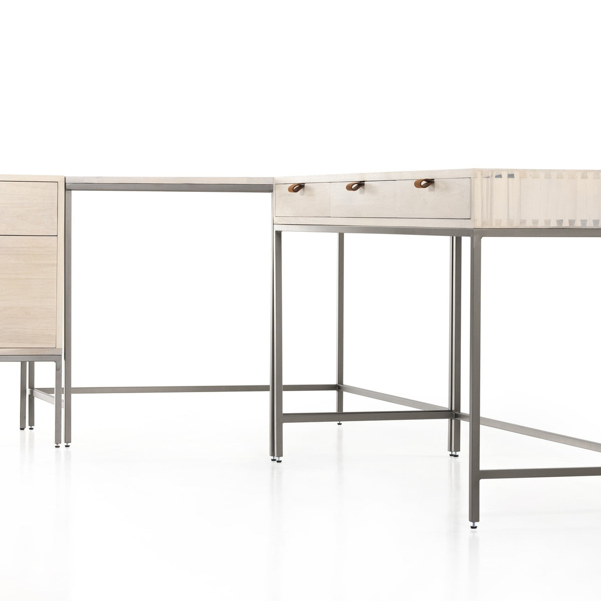 Trey Desk System With Filing Credenza