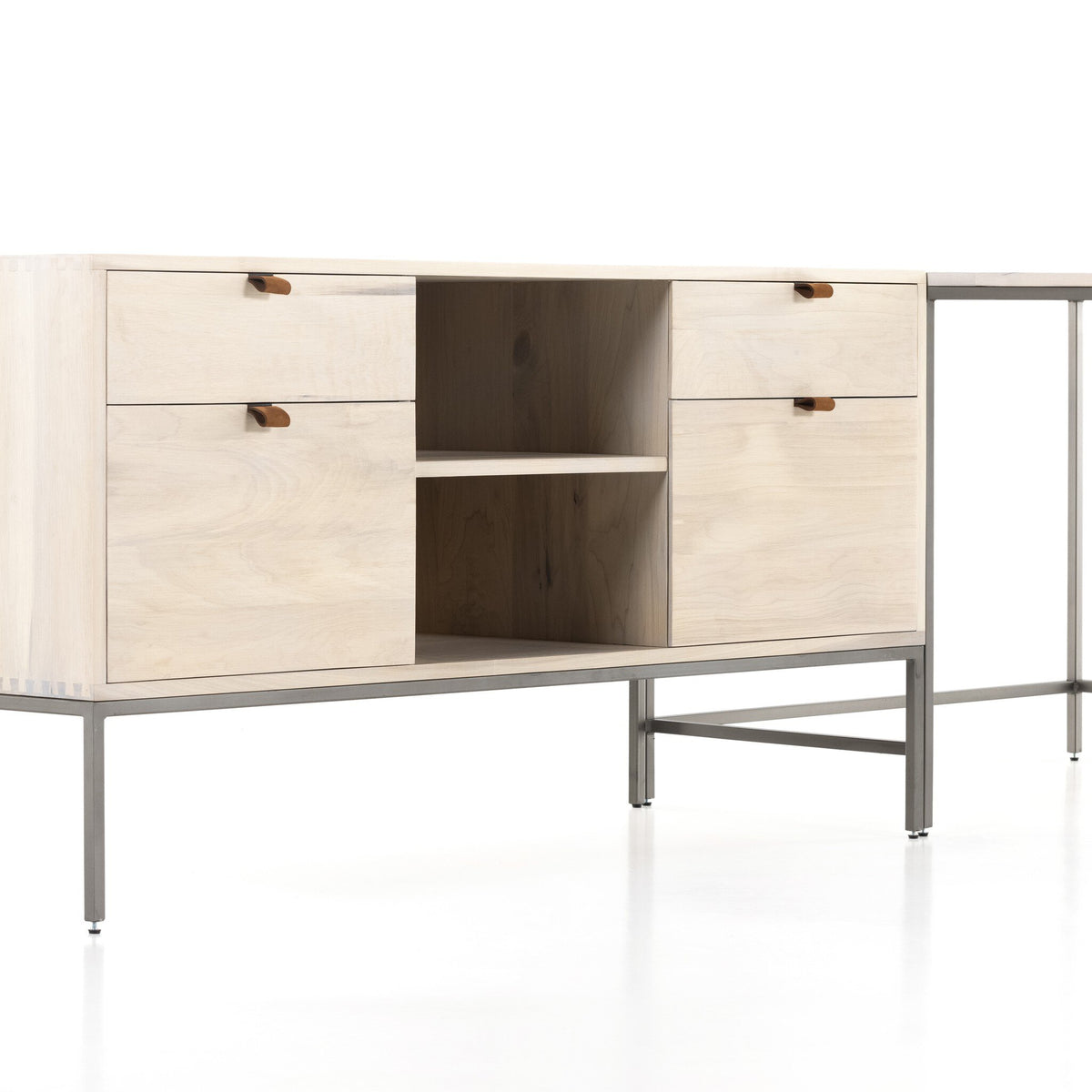 Trey Desk System With Filing Credenza