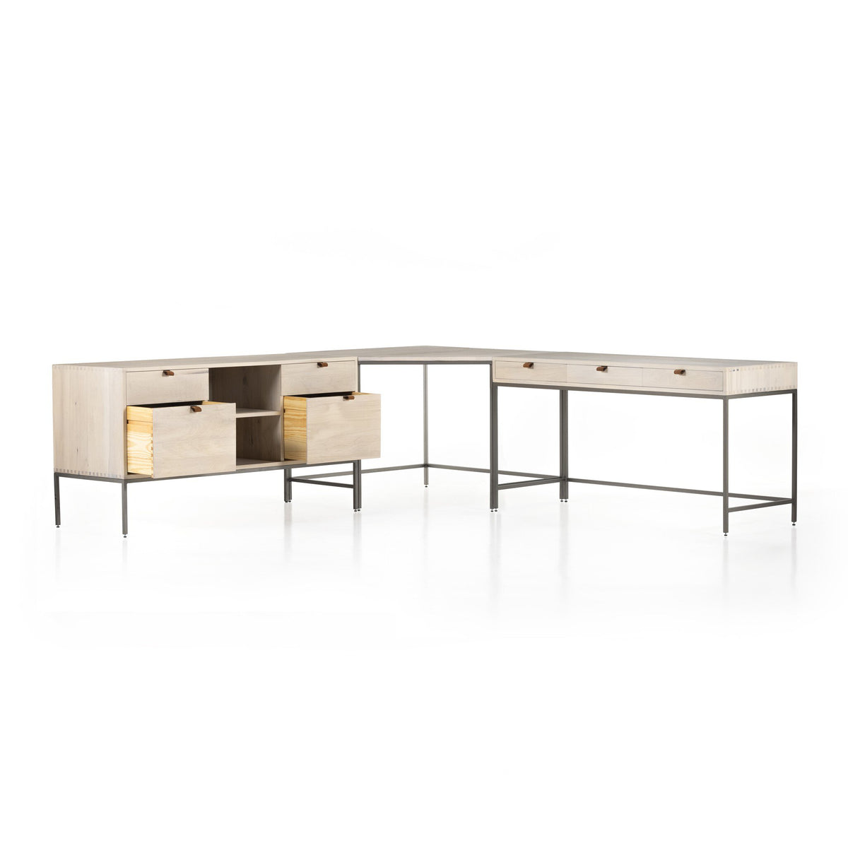 Trey Desk System With Filing Credenza