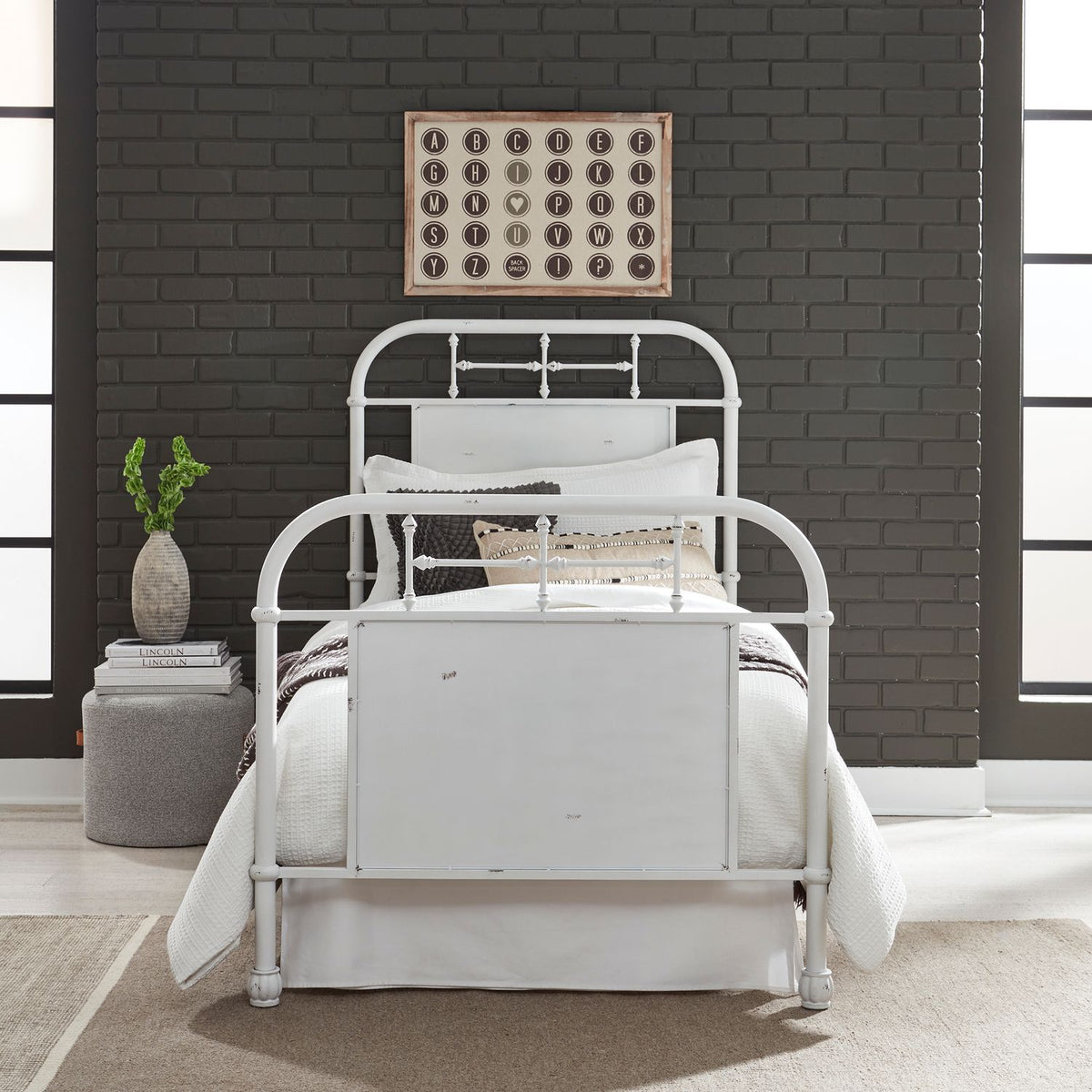 179-BR11HFR-AW - Twin Metal Bed - Antique White - Liberty Furniture