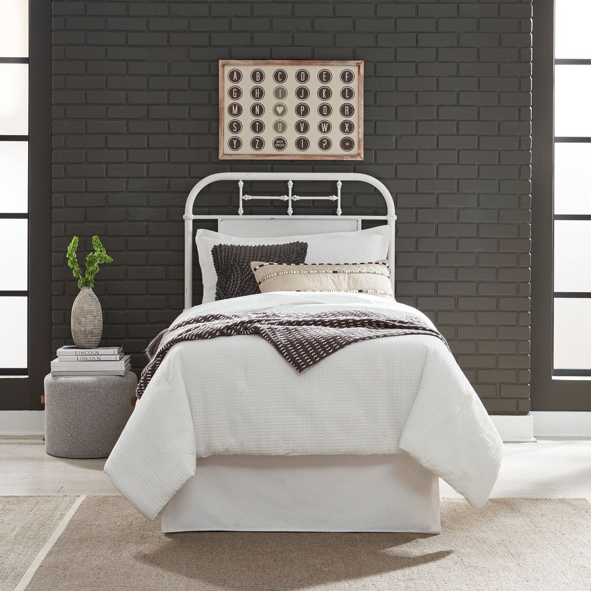 179-BR17H-AW - Full Metal Headboard - Antique White - Liberty Furniture